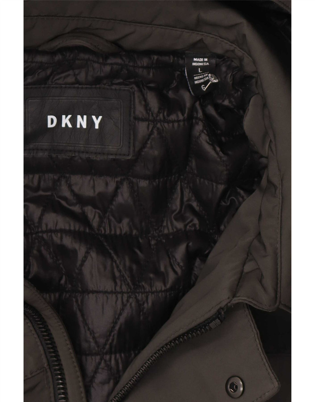 Мужское стеганое пальто с капюшоном Dkny UK 40, большой серый полиэстер