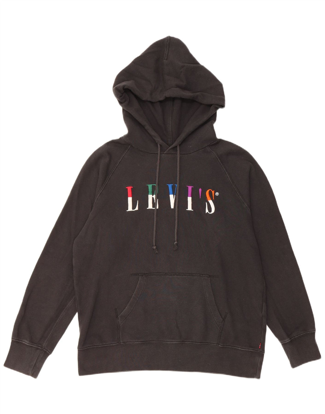 Женский джемпер с капюшоном LEVI'S Oversized с рисунком UK 14, средний черный, хлопок