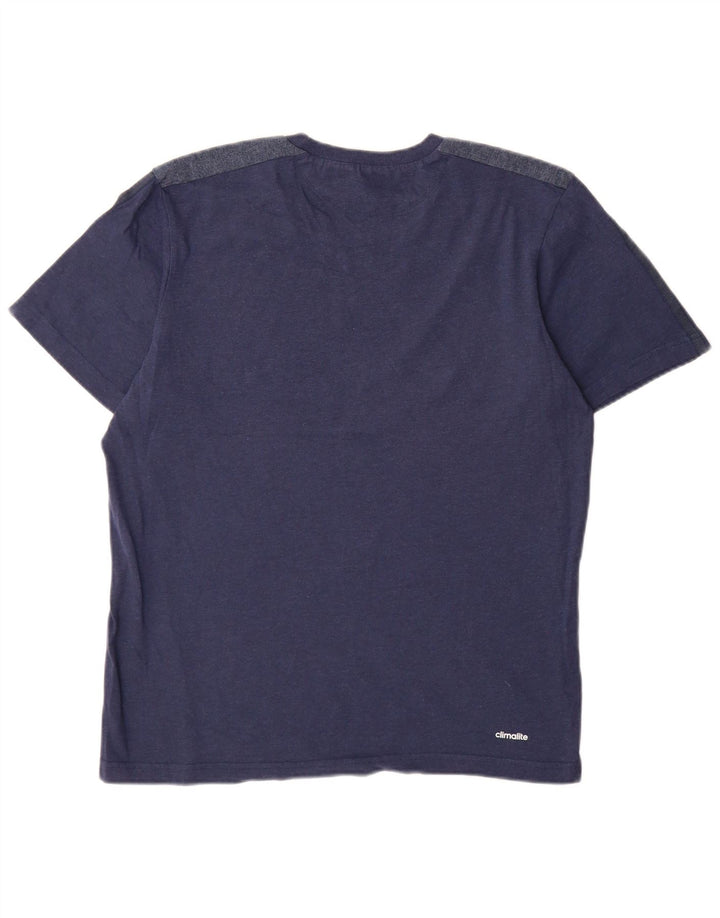 Adidas Mens Climalite Футболка Топ Среднего Темно-Синего Хлопка