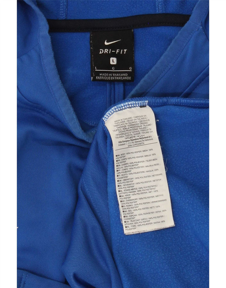 Мужской джемпер с капюшоном Nike Dri Fit с рисунком, большой синий, полиэстер с цветными блоками