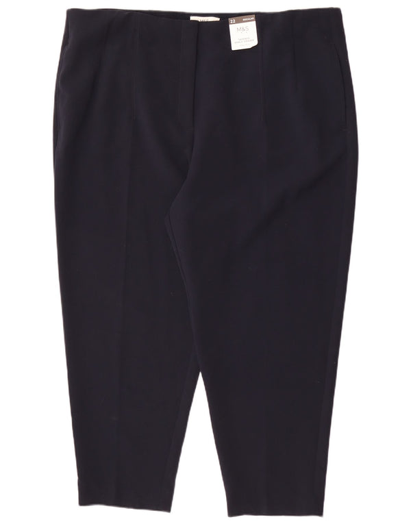Женские укороченные брюки с высокой талией Marks & Spencer, Великобритания 22 3XL W42 L26 Темно-синий B