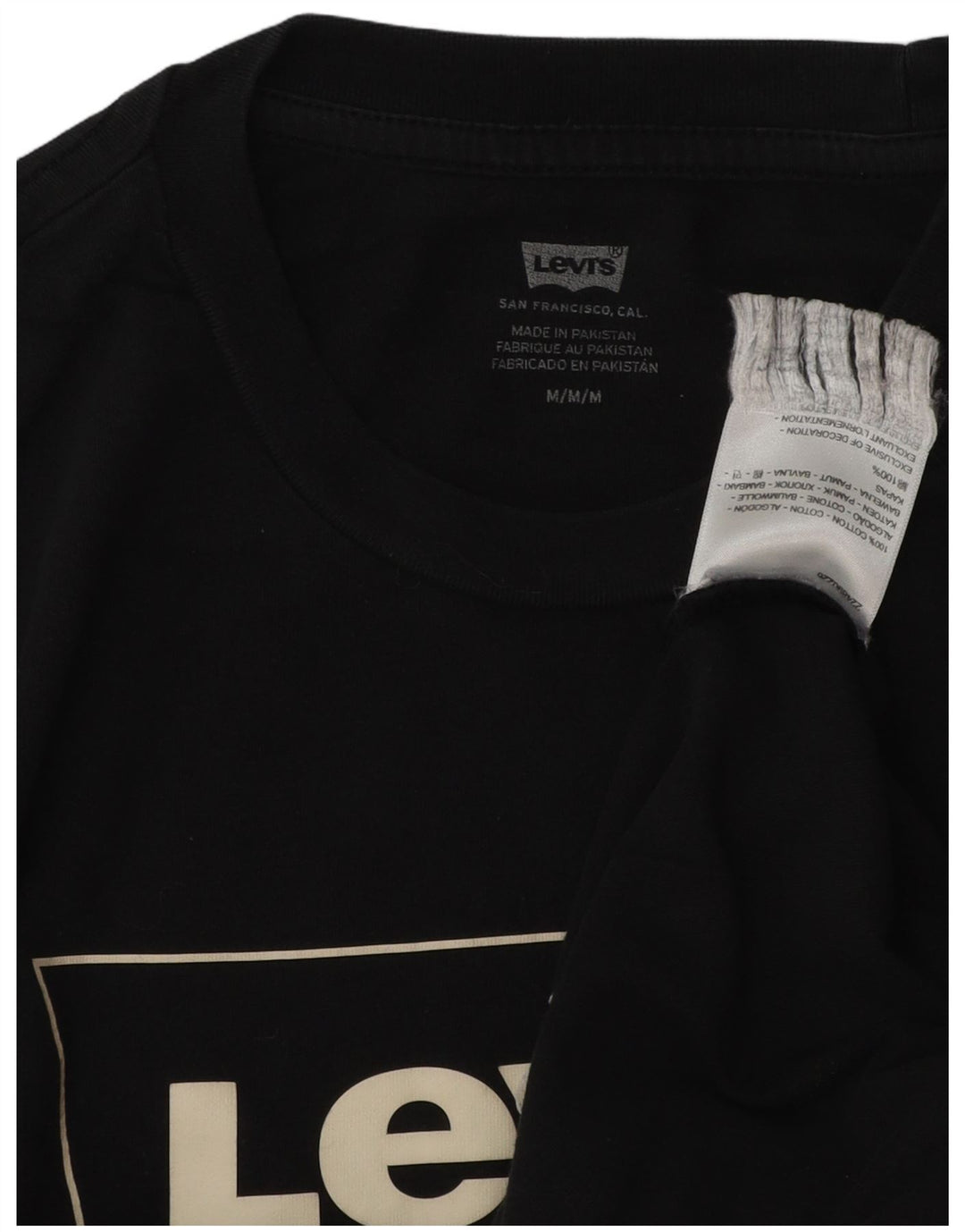 Мужская футболка с рисунком Levi's, верх среднего размера, черный хлопок, хлопок