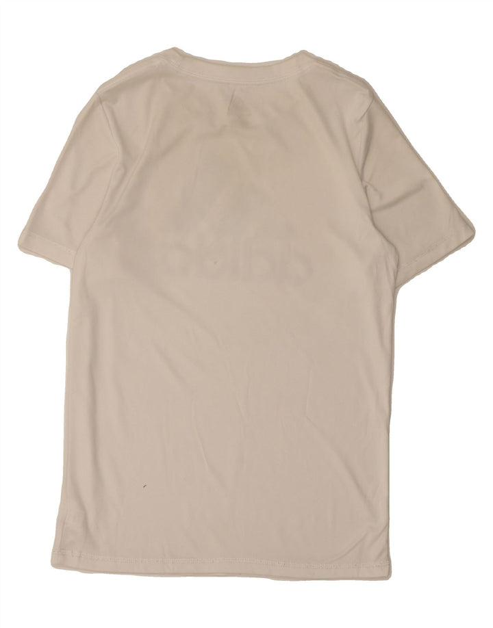 ADIDAS Womens Graphic T-Shirt Top UK 12 Medium White Polyester Vintage Adidas and Second-Hand Adidas from Messina Hembry 