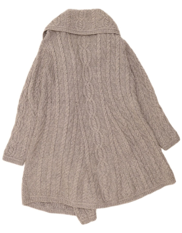 Женский удлиненный кардиган Aran Crafts UK 12, шерсть мериноса среднего серого цвета