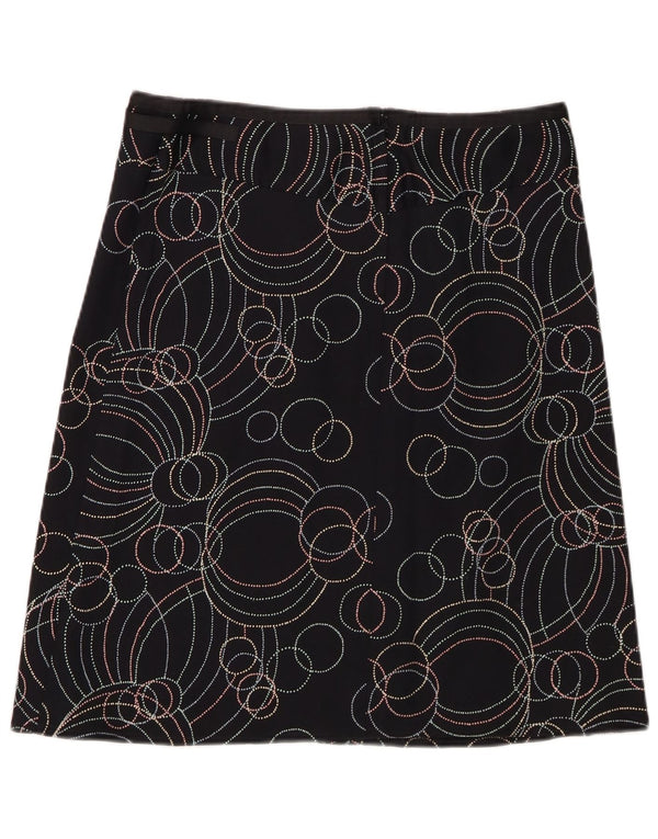 Topshop Женская юбка-трапеция UK 12 Medium W32 Черная хлопковая юбка с геометрическим рисунком