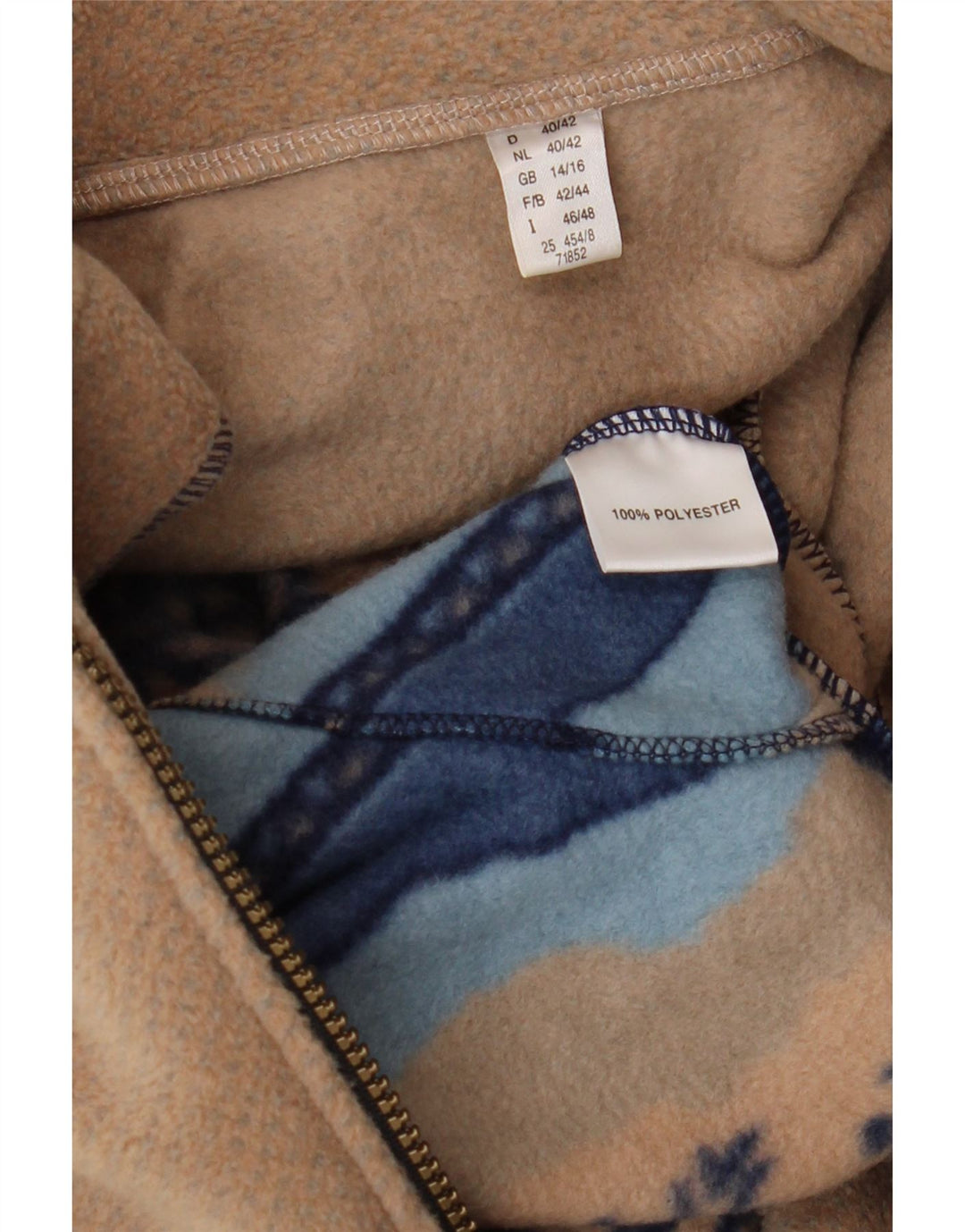 ВИНТАЖНАЯ женская флисовая куртка UK 14/16, большой бежевый полиэстер с животным принтом