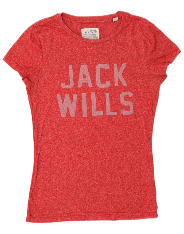 Женская футболка с рисунком Jack Wills Top UK 10, маленький красный хлопок