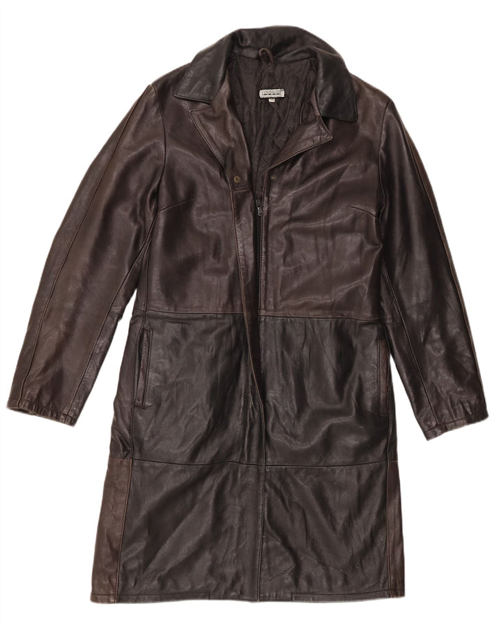 Женское кожаное пальто Coconuda IT 46 большое коричневое кожаное