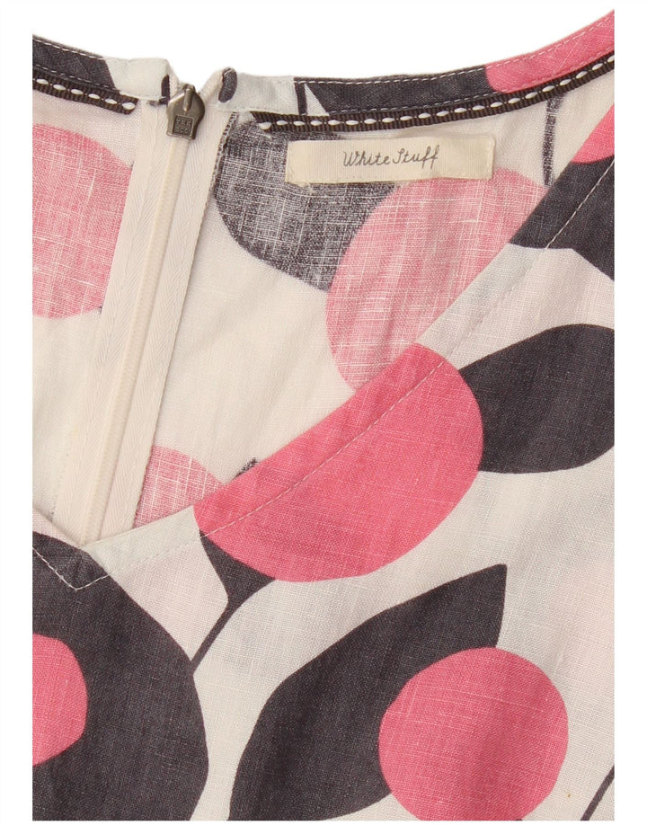 Женское платье прямого кроя без рукавов White Stuff UK 12, средний белый с цветочным принтом