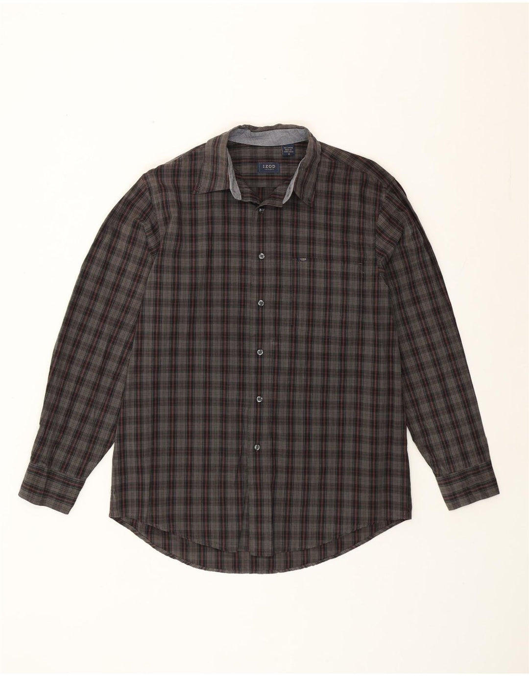 Мужская рубашка в клетку Izod, хлопковая клетка среднего серого цвета