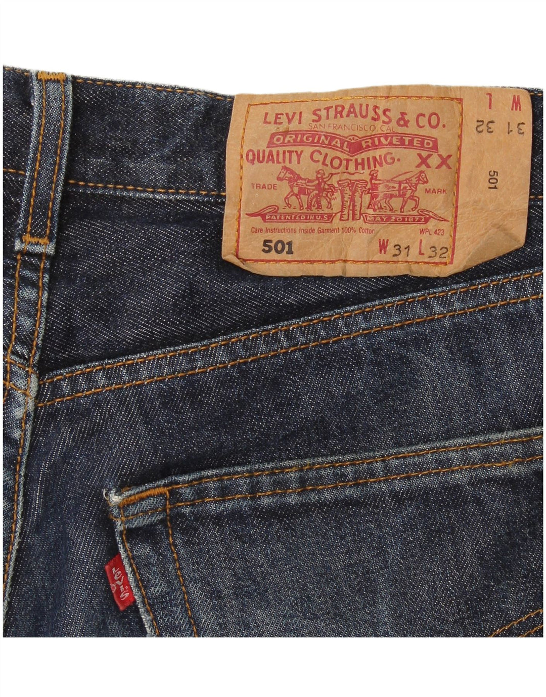 Женские прямые джинсы Levi's 501 W31 L32 Темно-синие