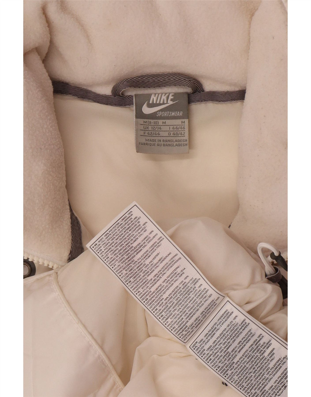 Женский утепленный жилет с капюшоном Nike UK 12/14, средний белый полиэстер