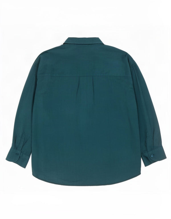 Zara Womens 3/4 Sleeve Oversized Shirt Blouse UK 6 XS Green Viscose