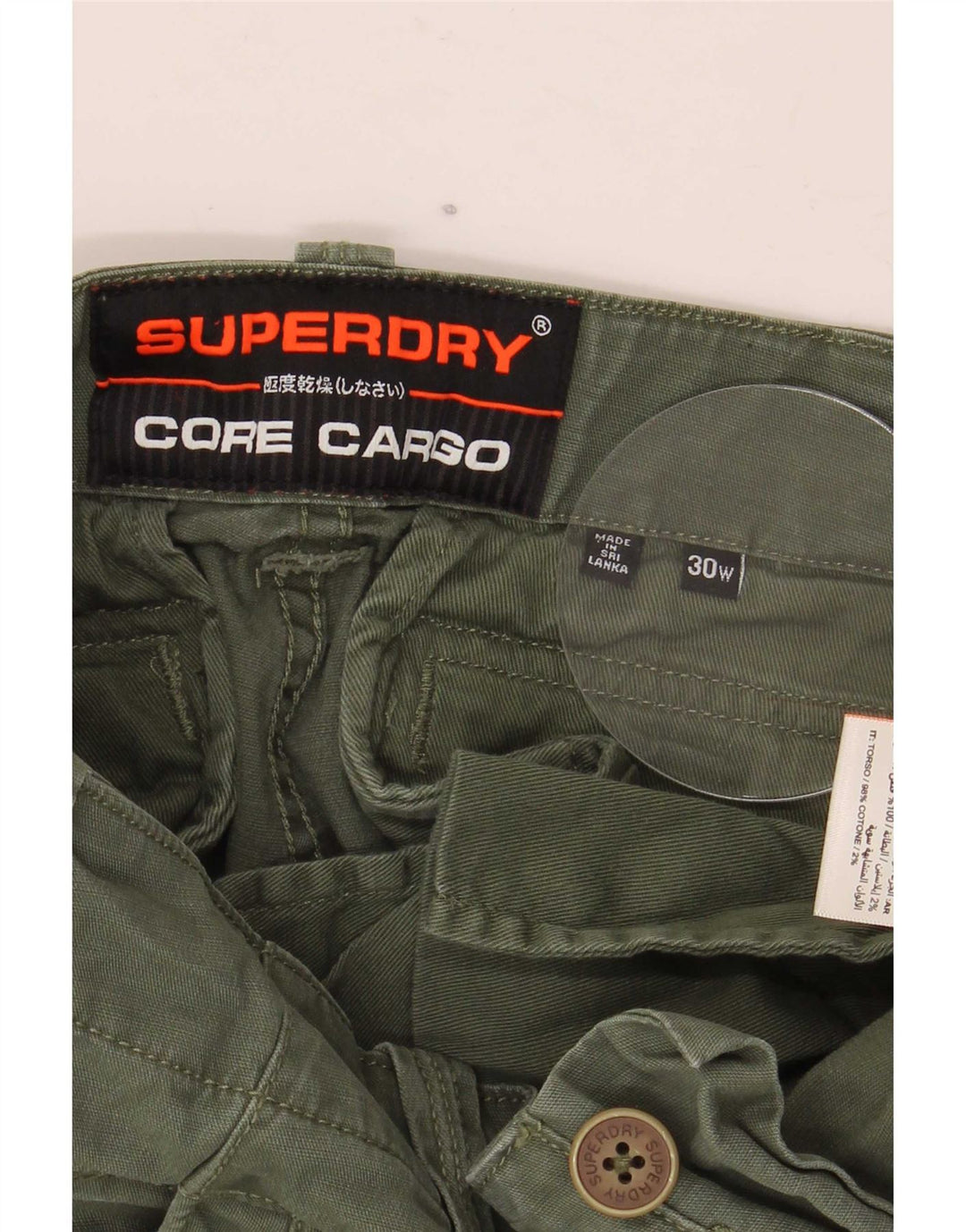 Мужские шорты карго Superdry W30, средний зеленый хлопок, хлопок