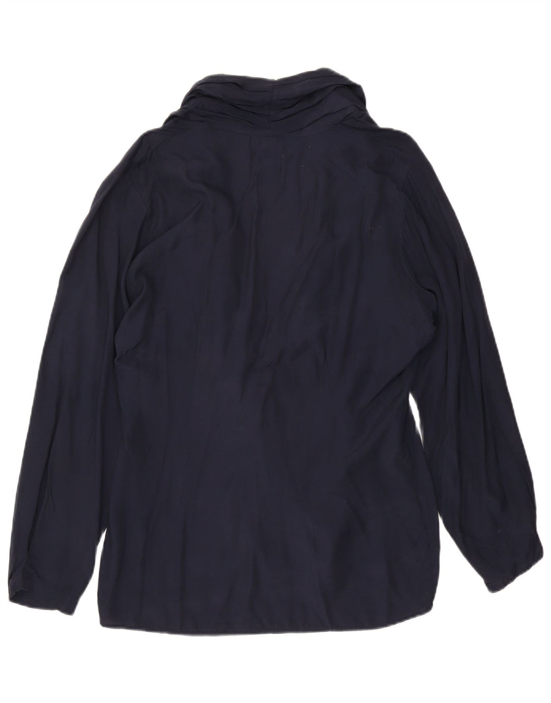 Женская блузка-рубашка с запахом Benetton IT 46, большая, темно-синяя, вискоза