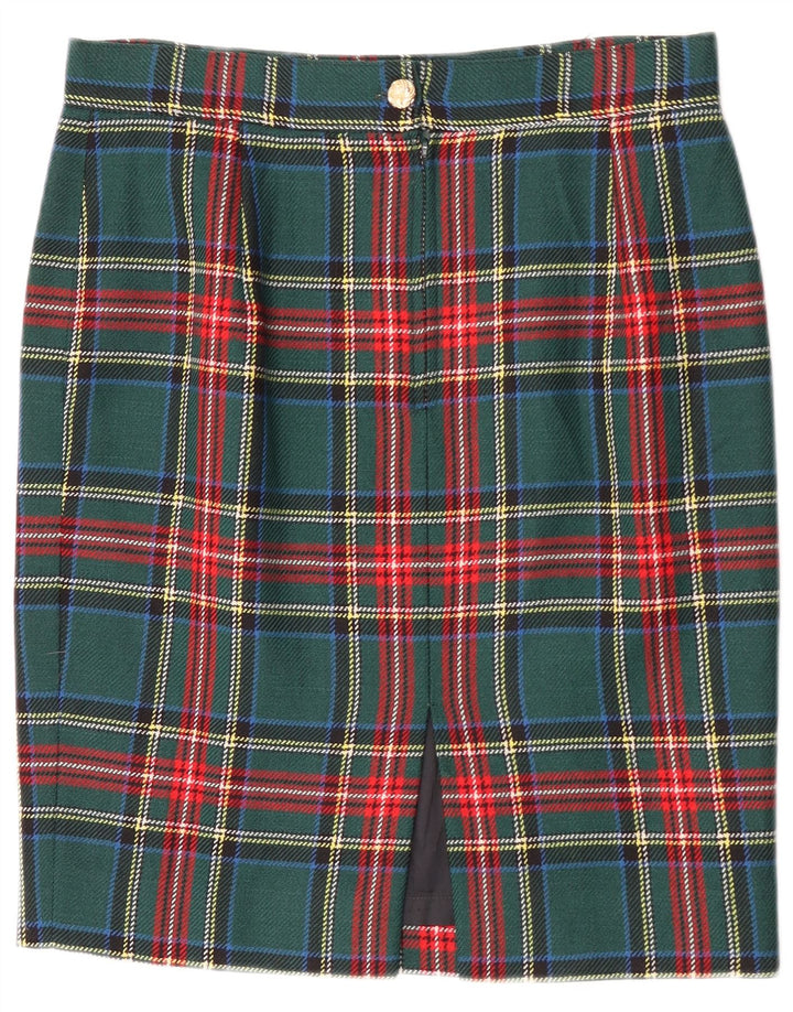 Винтажная женская юбка-карандаш W30 среднего зеленого цвета в клетку