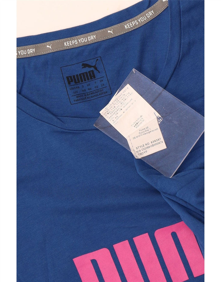 Женская футболка с рисунком Puma Top UK 14, средний синий хлопок