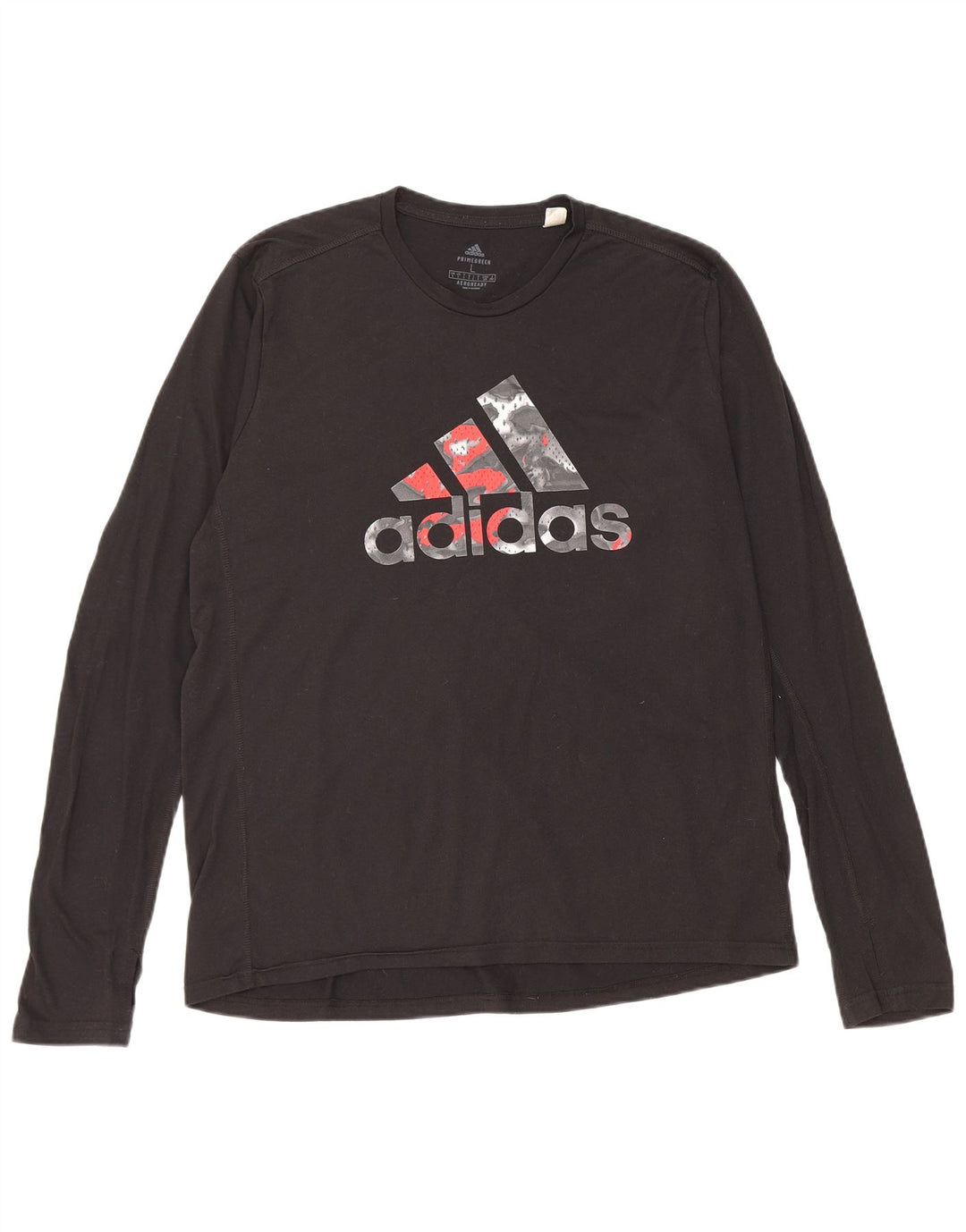 Мужской топ с рисунком Adidas Aeroready с длинным рукавом, большой черный полиэстер