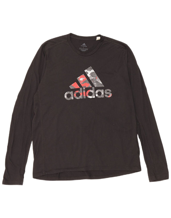 Мужской топ с рисунком Adidas Aeroready с длинным рукавом, большой черный полиэстер