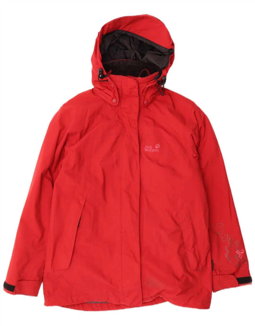 Женская ветровка с капюшоном Jack Wolfskin UK 12, средний красный полиамид