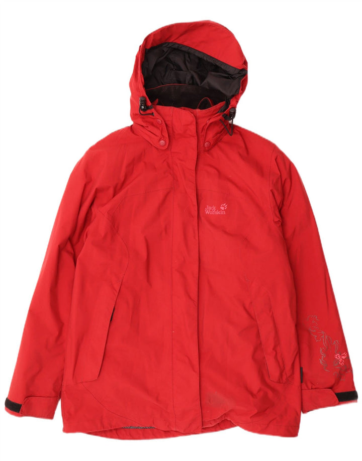 Женская ветровка с капюшоном Jack Wolfskin UK 12, средний красный полиамид
