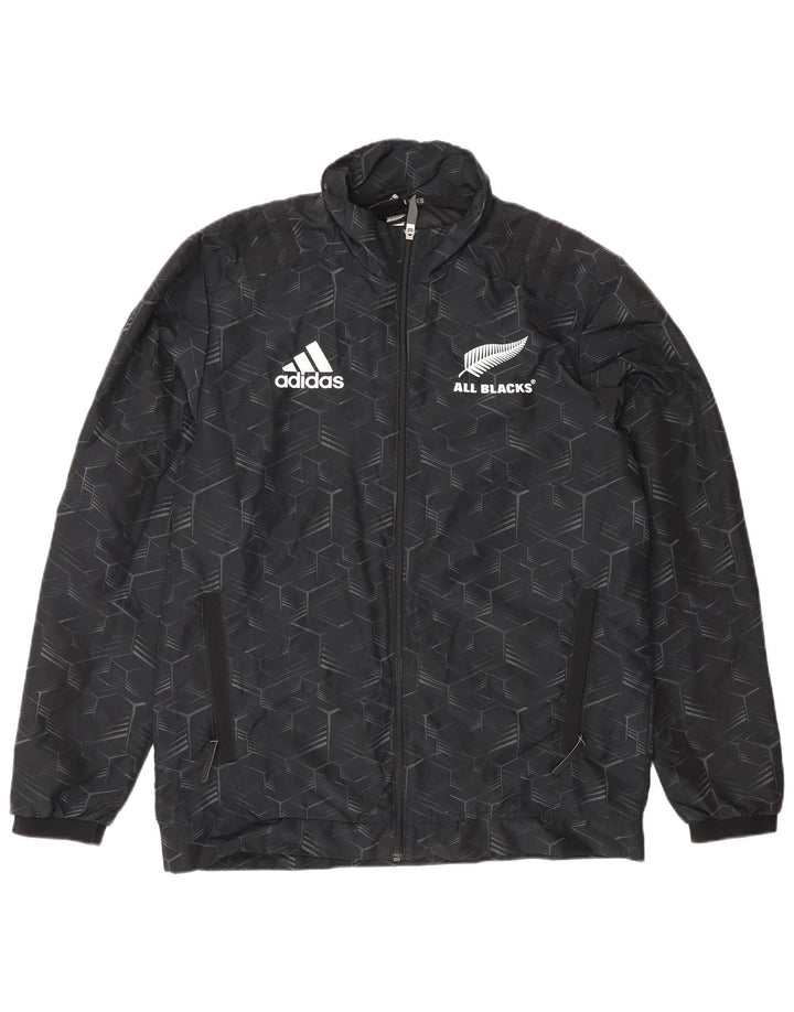 Adidas Mens All Blacks Графический спортивный костюм Верхняя куртка Маленькая черная с геометрическим узором