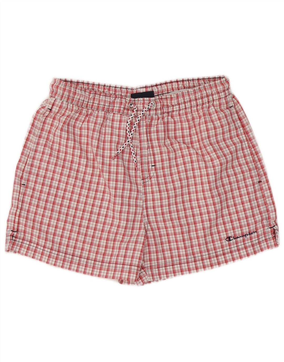 CHAMPION Boys Swimming Shorts 13-14 Years XL Red Check Polyester