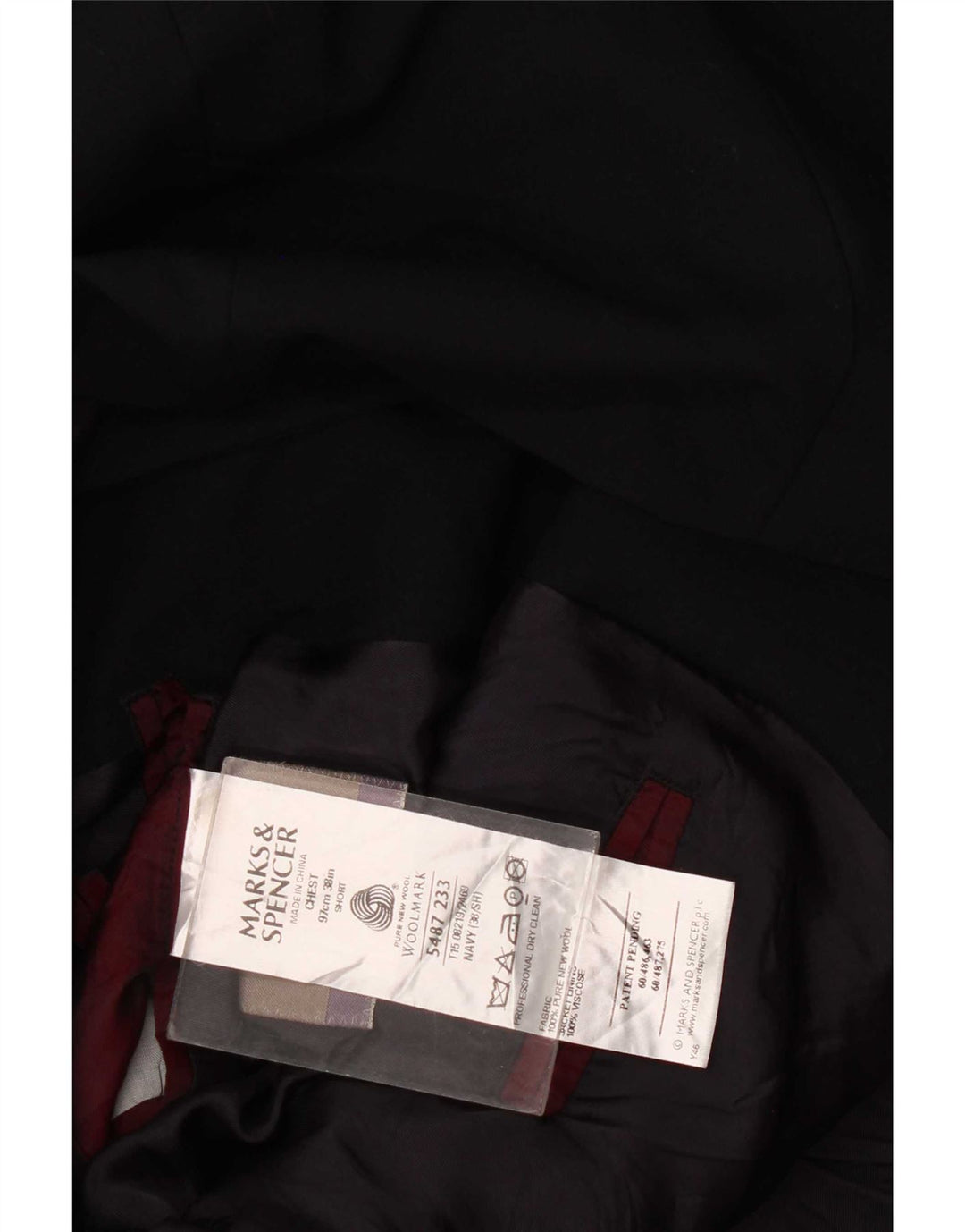 Мужской пиджак с 3 пуговицами Marks & Spencer UK 38, средний темно-синий, новая шерсть