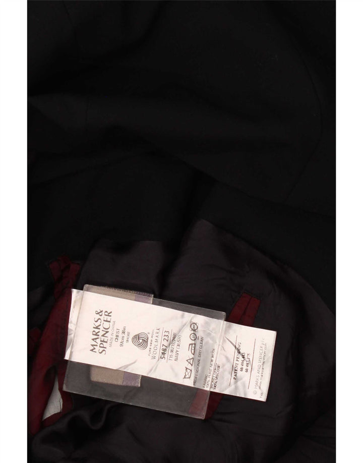 Мужской пиджак с 3 пуговицами Marks & Spencer UK 38, средний темно-синий, новая шерсть