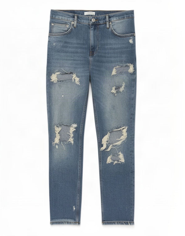Женские потертые узкие джинсы Zara EU 36 XS W26 L26, синие, хлопок