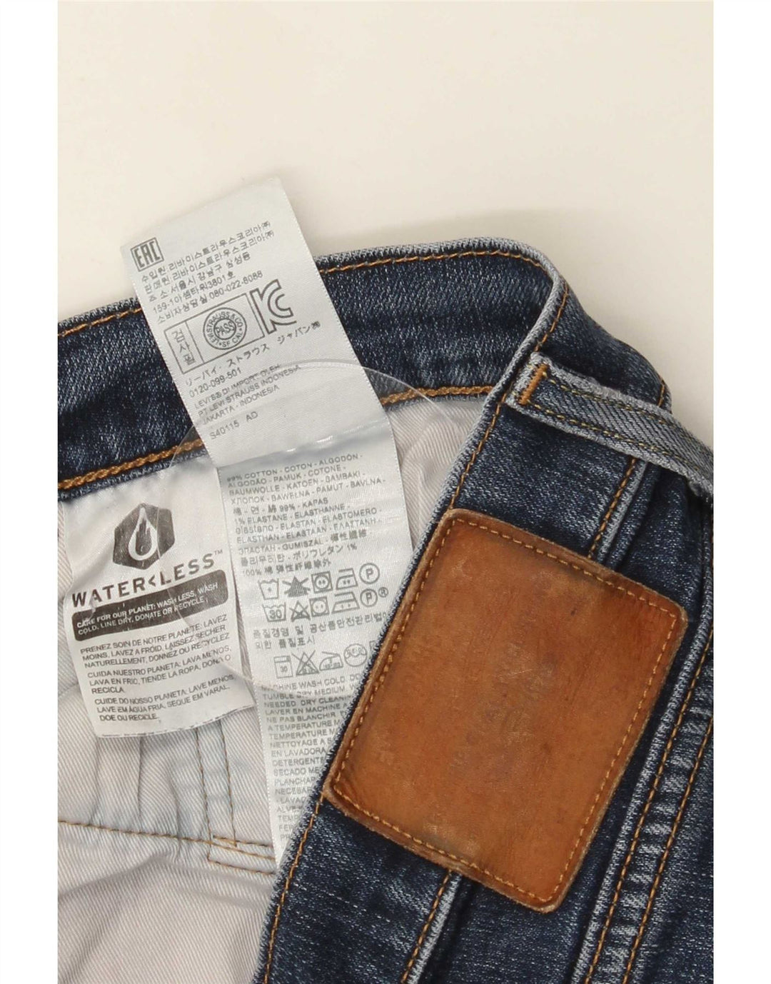 Мужские узкие джинсы Levi's W34 L30 синие, хлопок