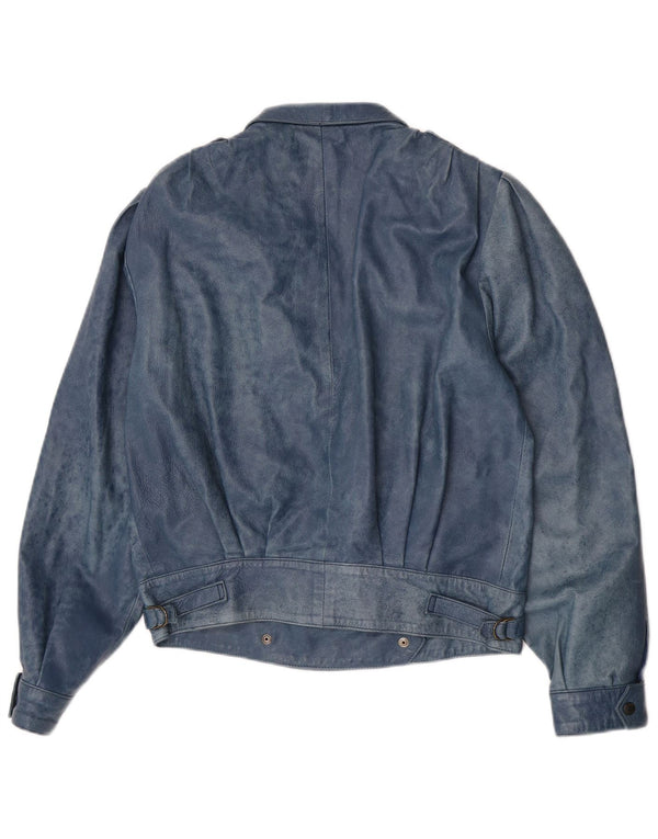 Винтажная женская кожаная куртка IT 44 Medium Blue Leather