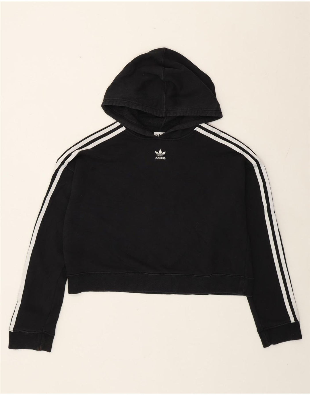 Женский укороченный джемпер с капюшоном Adidas Oversized UK 12, средний черный, хлопок