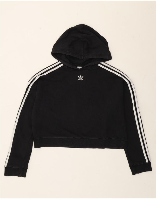 Женский укороченный джемпер с капюшоном Adidas Oversized UK 12, средний черный, хлопок