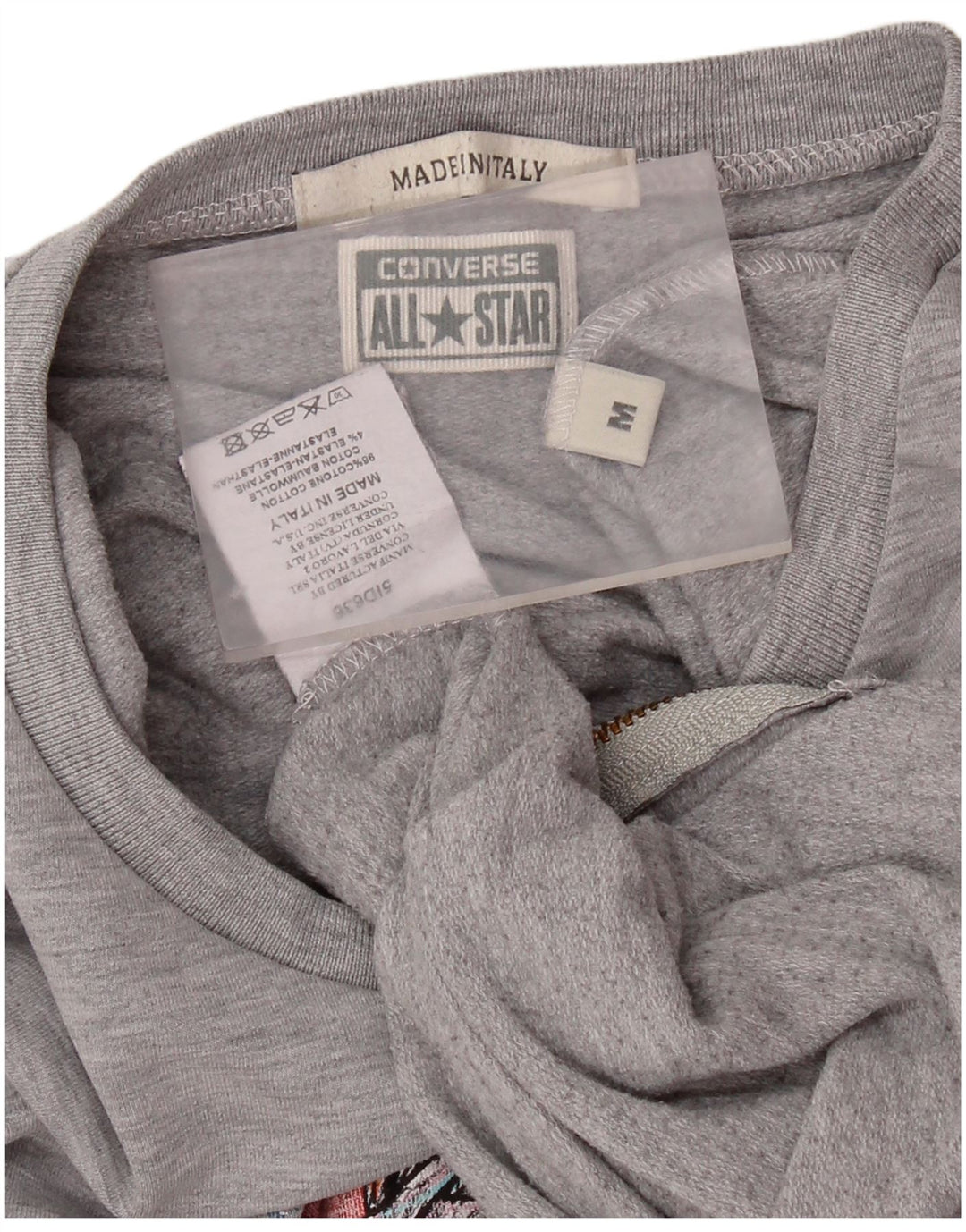 Женский свитер с рисунком CONVERSE UK 14, хлопковый средний серый цвет