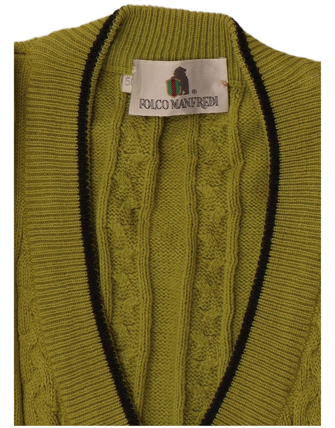 Винтажный мужской джемпер с v-образным вырезом IT 50, средний цвет хаки, хлопок