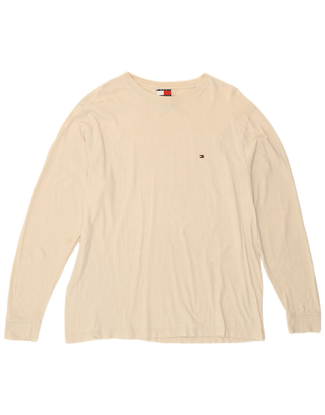 Мужской топ Tommy Hilfiger из хлопка с длинным рукавом маленького размера, белый цвет