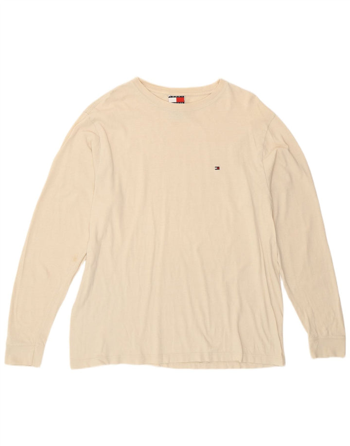 Мужской топ Tommy Hilfiger из хлопка с длинным рукавом маленького размера, белый цвет