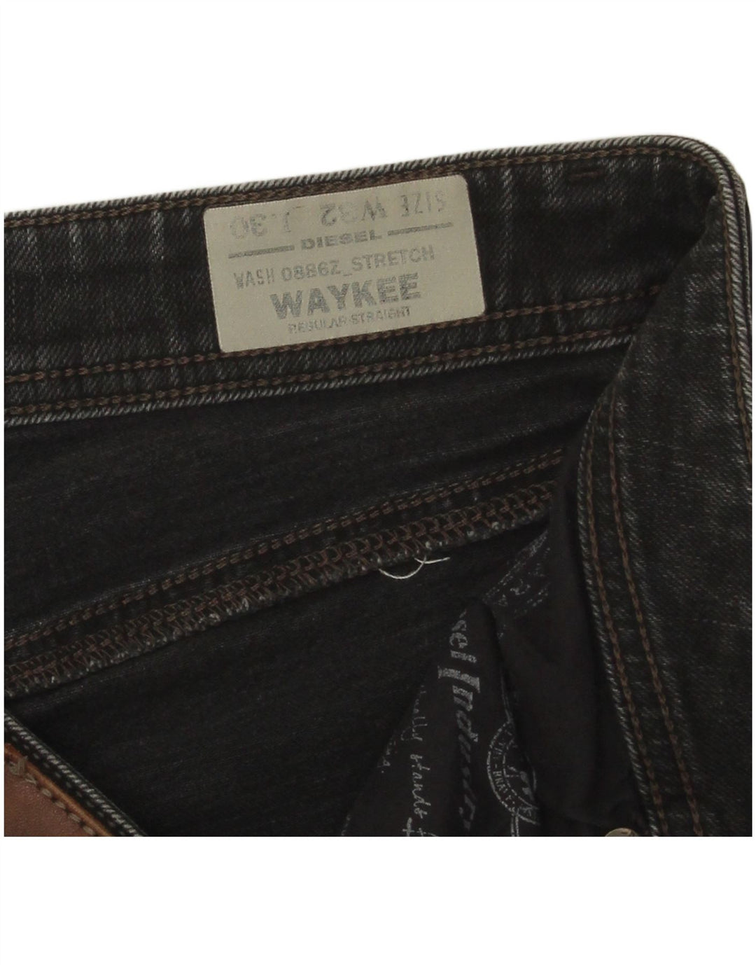 Мужские прямые джинсы Diesel Waykee Regular W32 L30, серые, хлопковые