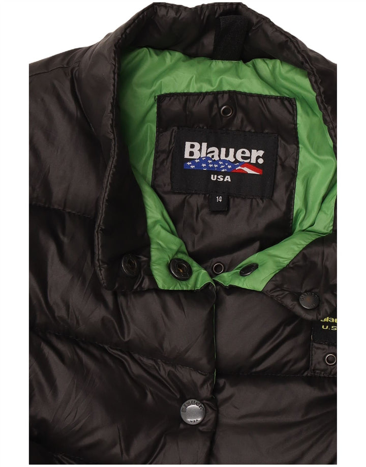 Укороченная стеганая куртка Blauer для девочек 13-14 лет, черная