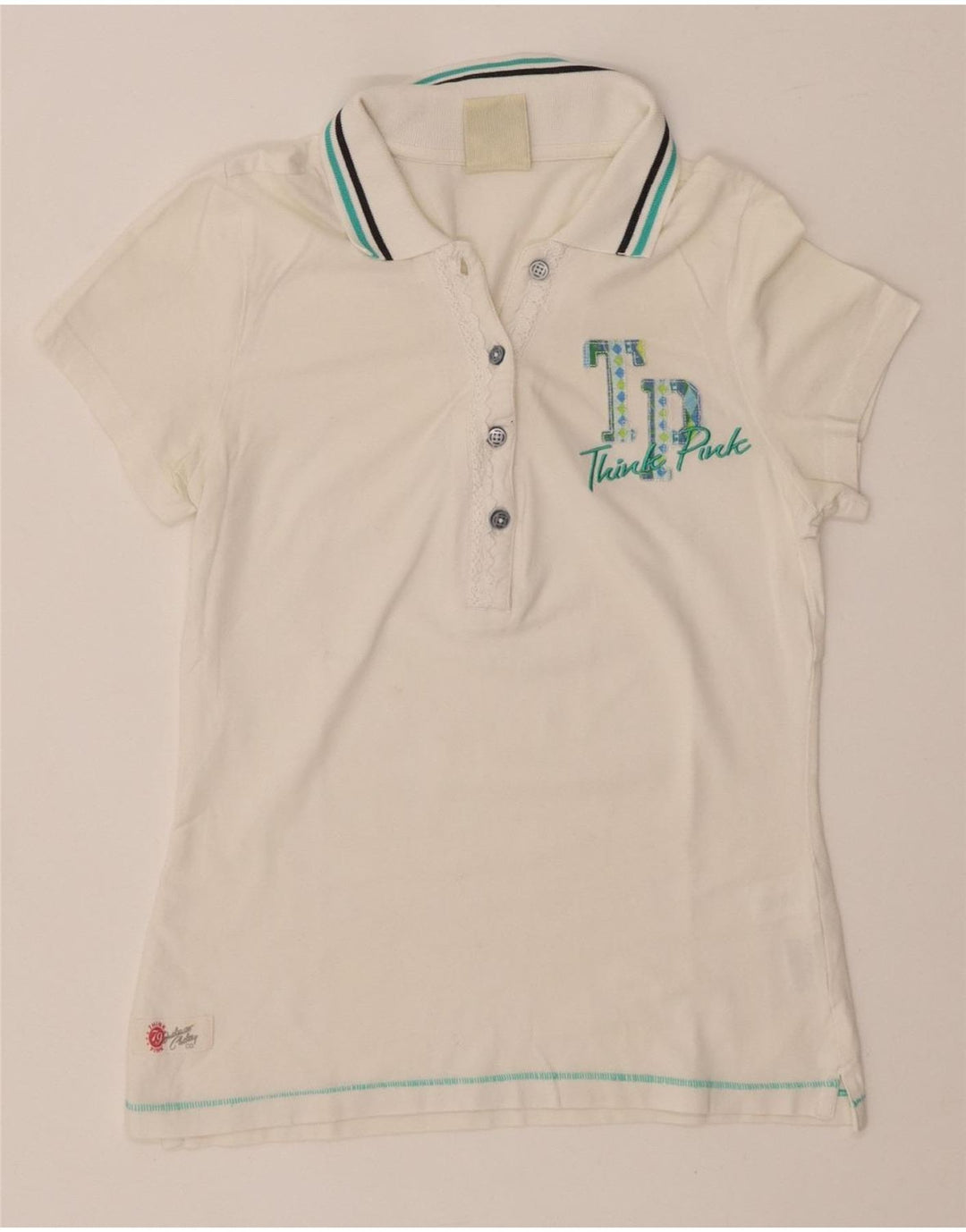Женская рубашка поло THINK PINK UK 8, маленькая, белый хлопок