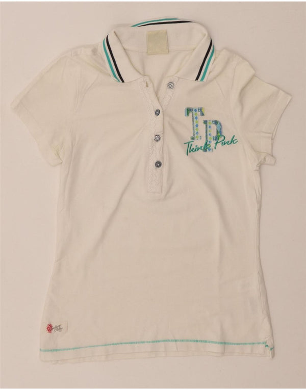 Женская рубашка поло THINK PINK UK 8, маленькая, белый хлопок