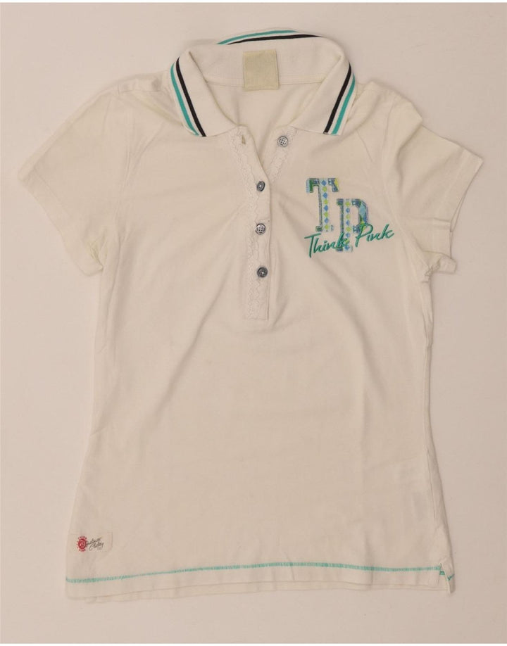 Женская рубашка поло THINK PINK UK 8, маленькая, белый хлопок