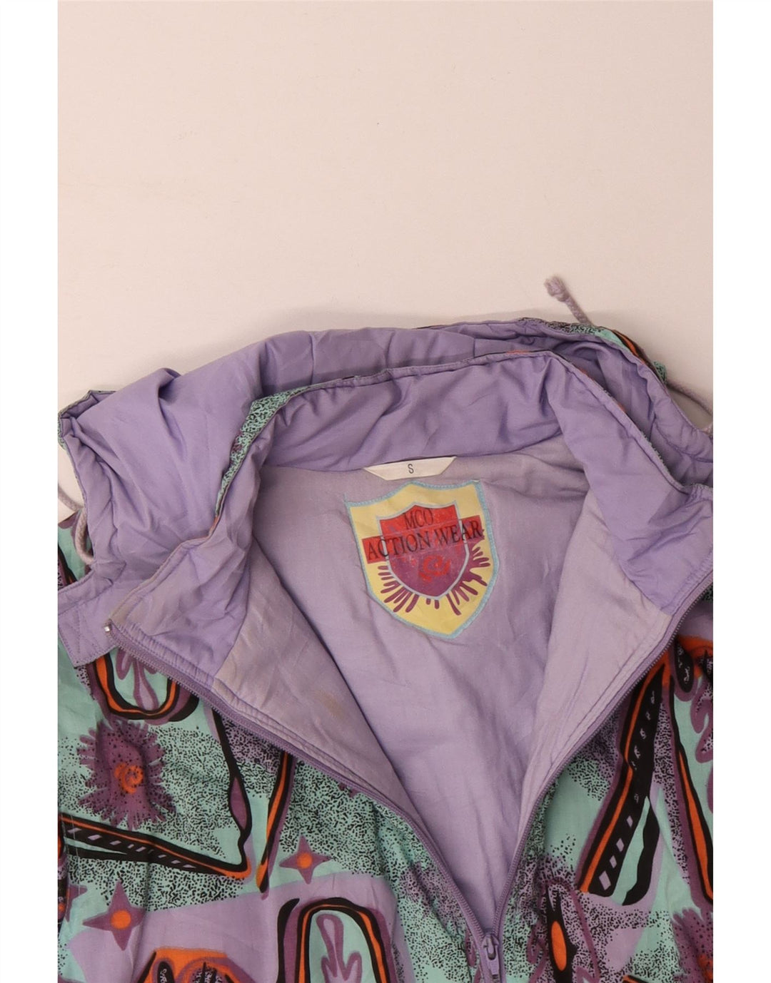 ВИНТАЖНАЯ мужская ветровка с абстрактным узором, Великобритания, 36, маленькая, разноцветная