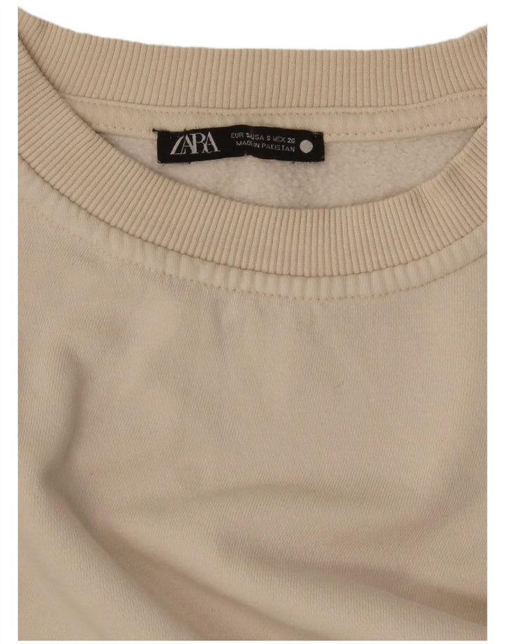 Женский укороченный свитшот оверсайз Zara UK 10, маленький белый