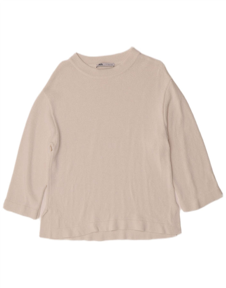 Женский джемпер с вырезом «лодочка» Zara UK 14, средний белый