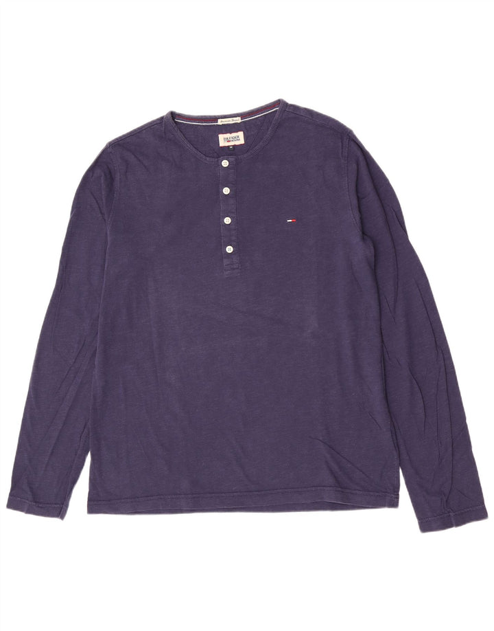 Мужской топ Tommy Hilfiger из хлопка с длинным рукавом темно-синего цвета среднего размера