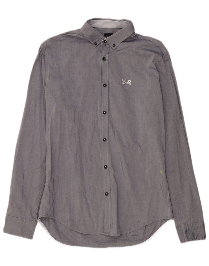 Мужская рубашка стандартного кроя HUGO BOSS, средний темно-синий хлопок, хлопок