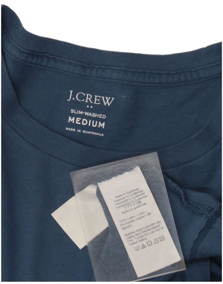 Мужская футболка узкого кроя J. CREW, хлопковый топ среднего синего цвета