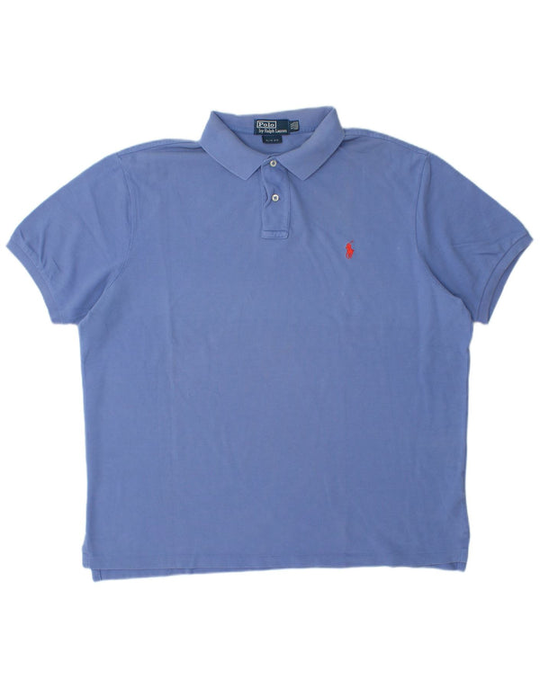 Мужская рубашка-поло приталенного кроя Polo Ralph Lauren 2XL, синяя, хлопок